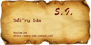 Sáry Ida névjegykártya